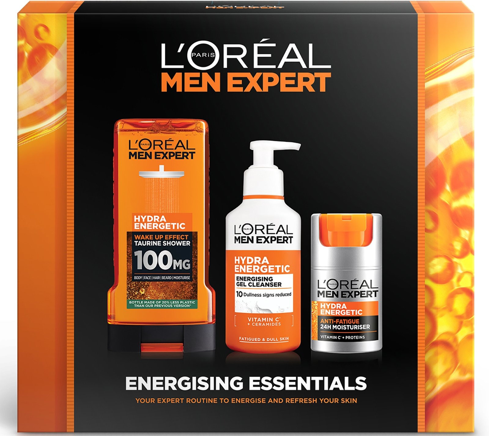 L'Oréal Paris Men Expert Energising Essentials Gift Set: Shower Gel, Cleanser and Moisturiser Complete Grooming Trio