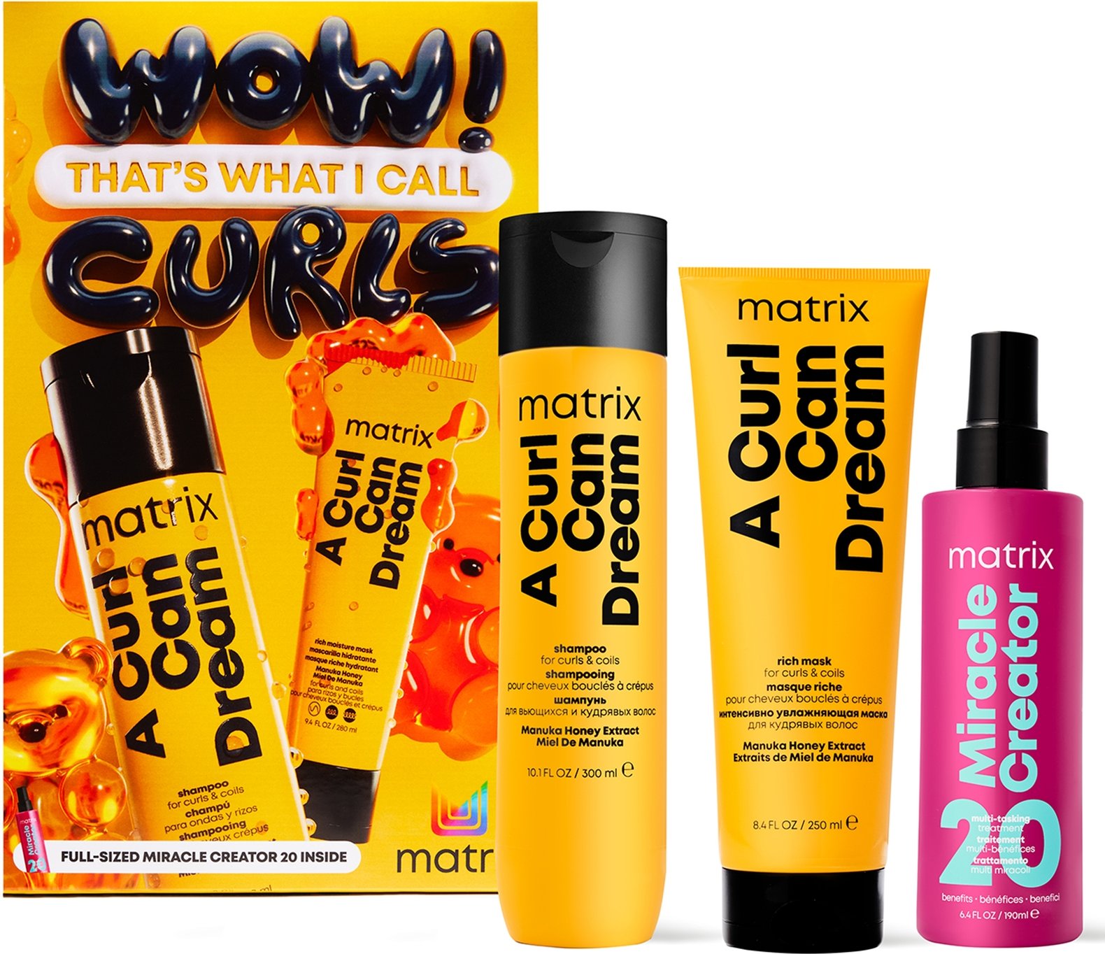 Matrix A Curl Can Dream Shampoo, Hair Mask and Miracle Creator Haircare Gift Set for Moisturising and Defining Curls/Coi...