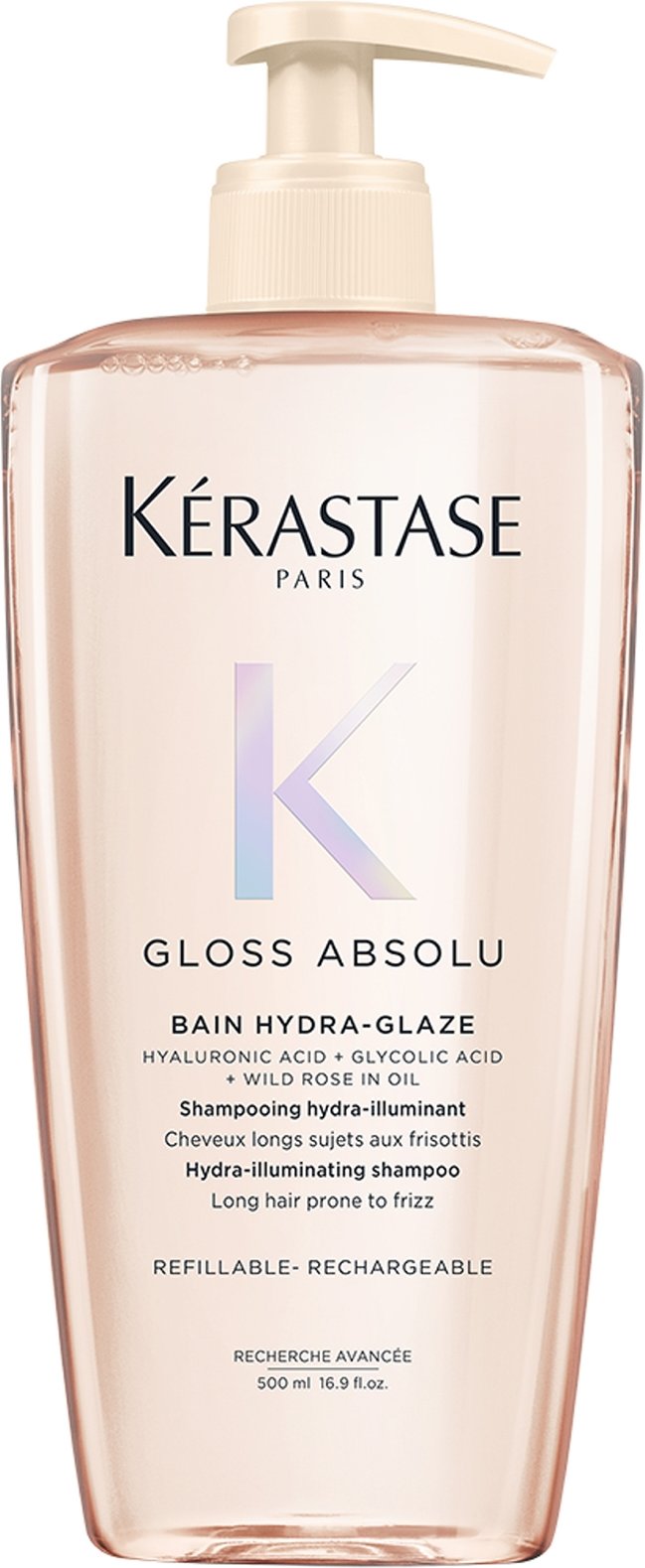 Kérastase Gloss Absolu Refillable Shampoo with Glycolic Acid, Hyaluronic Acid and Wild Rose in Oil 500ml