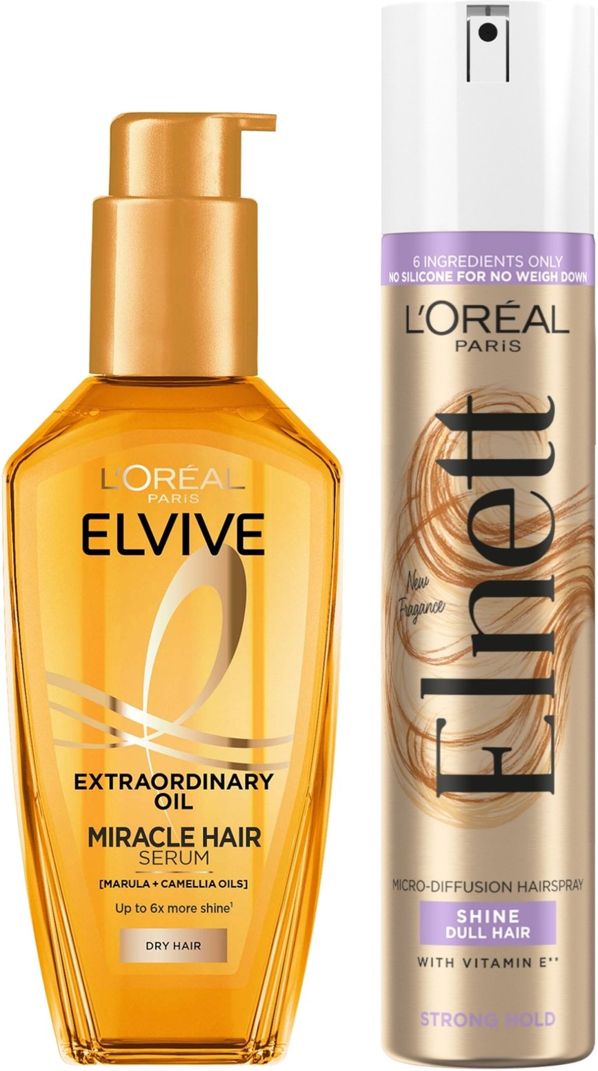 L'Oréal Paris Elvive Extraordinary Oil and Elnett Styling Bundle
