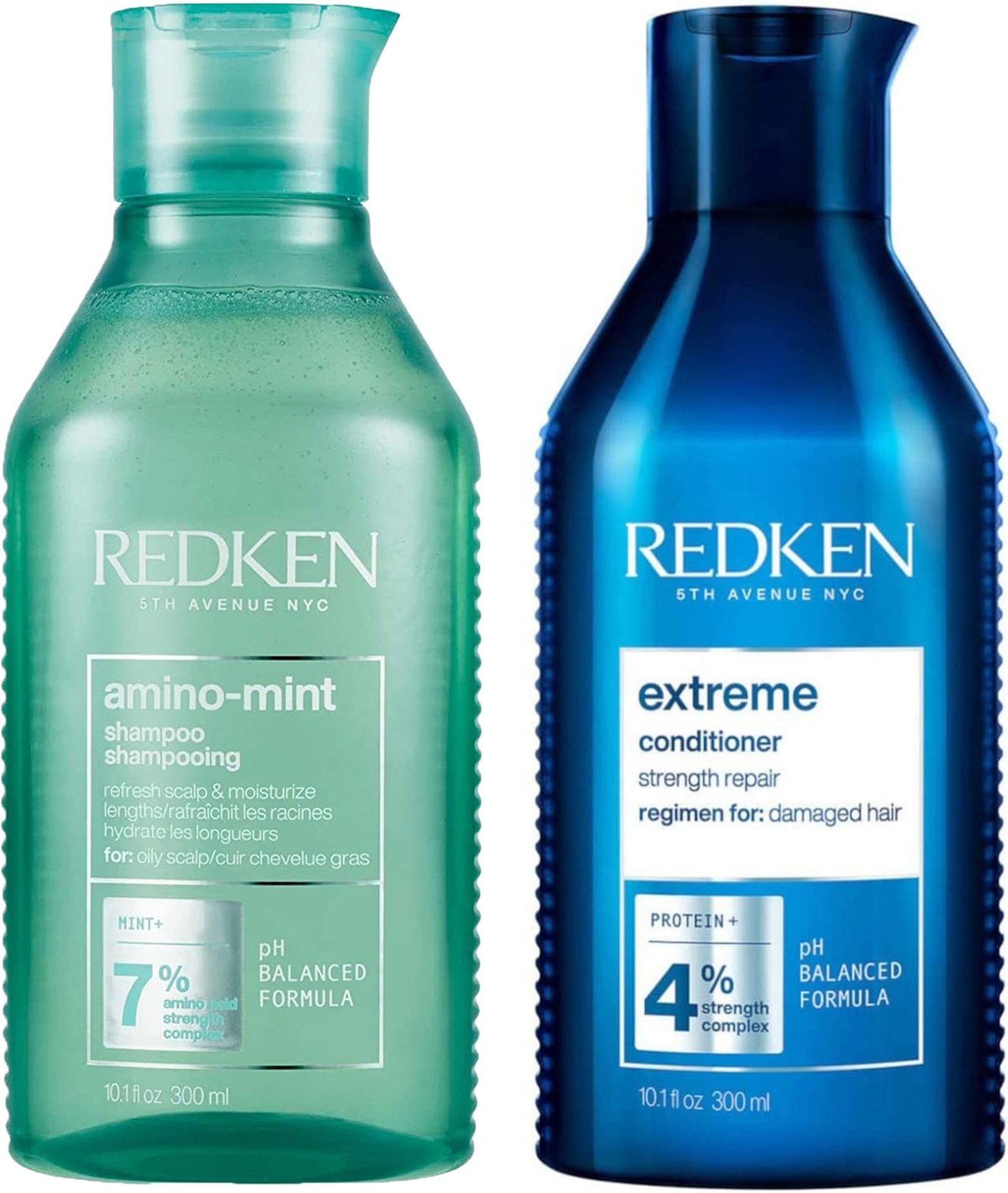Redken Amino Mint Scalp Cleansing for Greasy Hair Shampoo and Extreme Damage Repair Conditioner Bundle