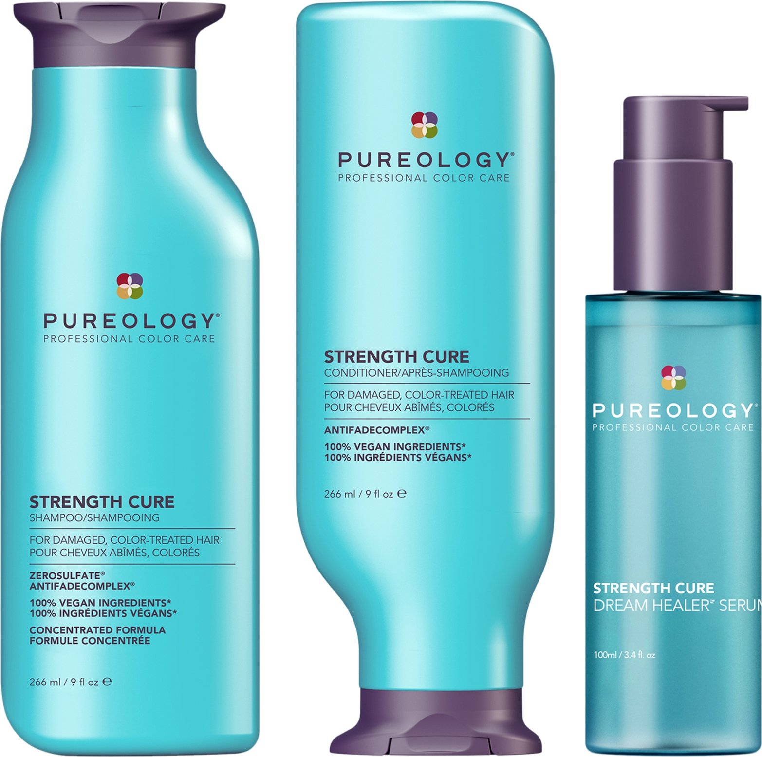 Pureology Strength Cure Shampoo & Conditioner 266ml With Strength Cure Serum 100ml