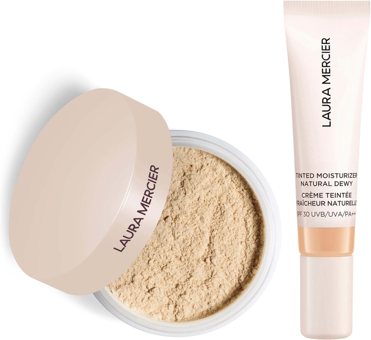 Laura Mercier Mini Translucent Loose Setting Powder Ultra Blur and Travel Size Tinted Moisturiser Dewy Duo (various shad...