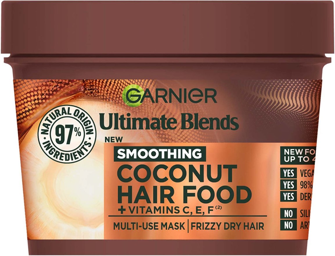 Garnier Ultimate Blends Hair Food Kokosöl 3-in-1-Behandlung mit Einer Maske für Krauses Haar 390 ml