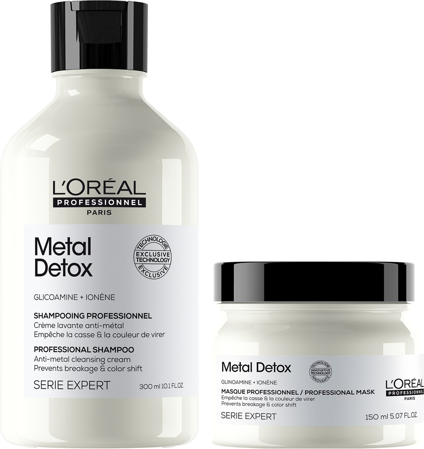 L'Oréal Professionnel Metal Detox Clarifying Shampoo 300ml & Hair Mask 150ml, Prevent Breakage & Colour Fade from Hard W...