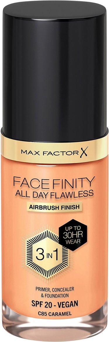 Max Factor Facefinity All Day Flawless 3 in 1 Vegan Foundation 30ml (Various Shades) - C85 - CARAMEL