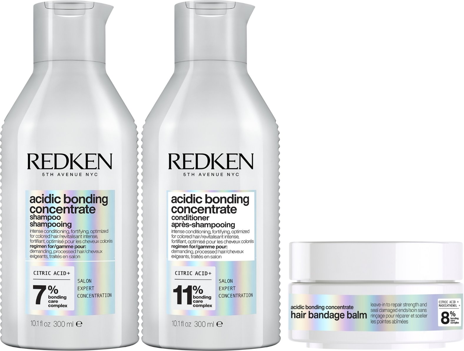 Redken Acidic Bonding Concentrate Hair Bandage Balm 75ml, Shampoo 300ml and Conditioner 300ml Bundle