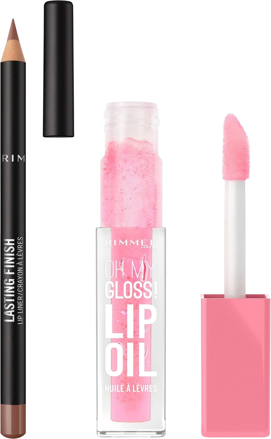Rimmel Oh My Gloss! Lip Oil & Lasting Finish Lip Bundle (Various Shades) - 001 Pink Flush