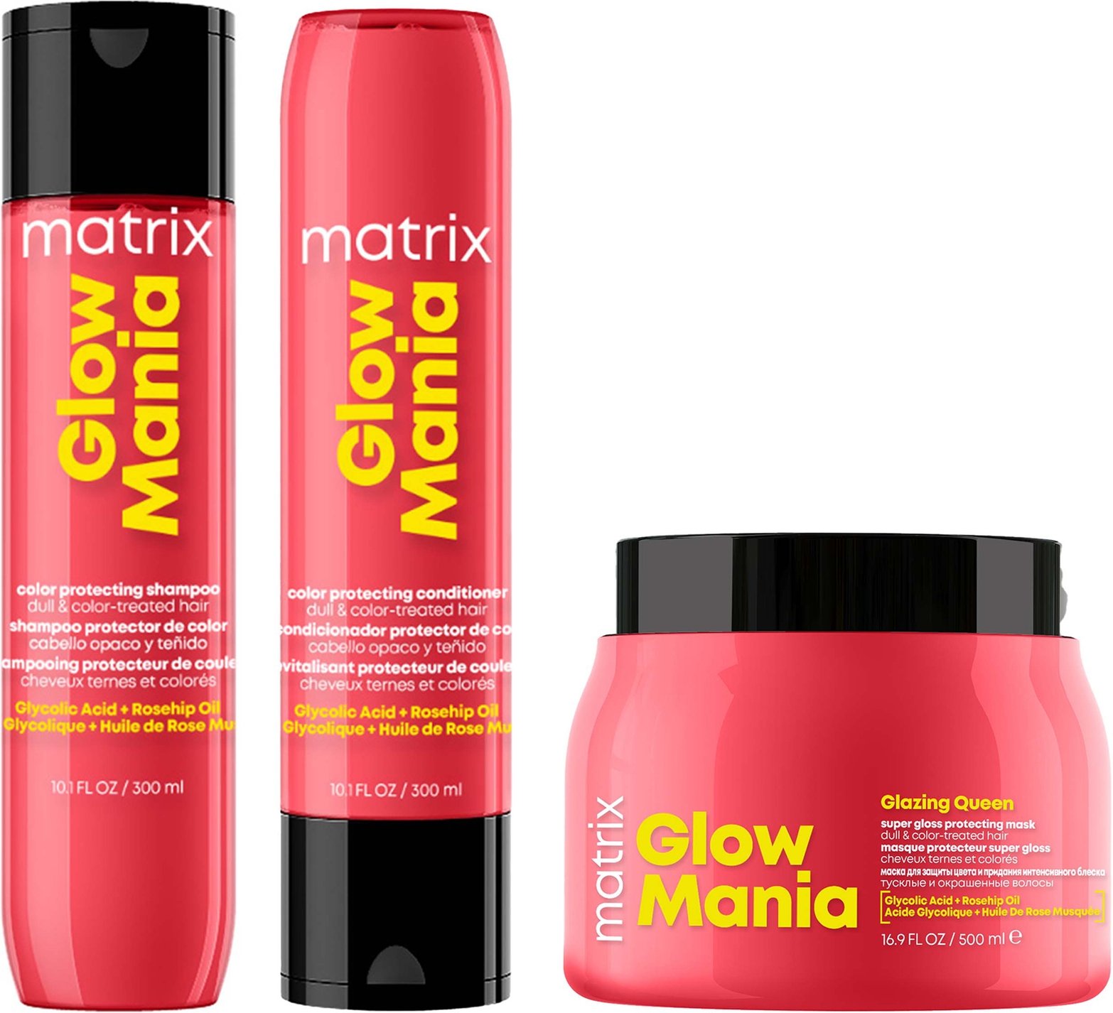 Glow Mania Colour Protecting Shampoo, Conditioner, & Mask Trio for Coloured Hair