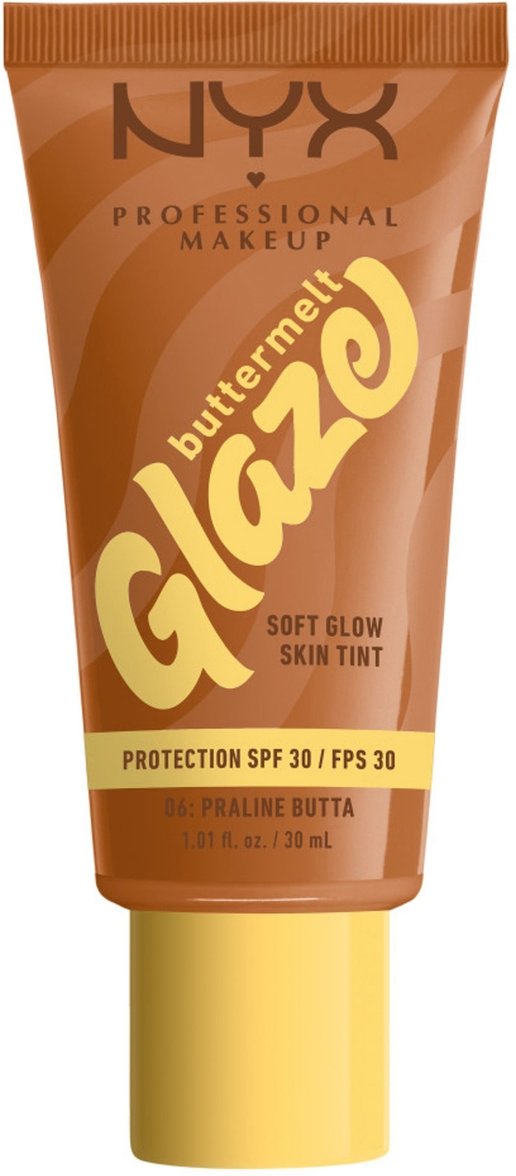 NYX Professional Makeup Buttermelt Glaze Soft Glow Skin Tint + SPF/FPS 30 Foundation (Various Shades) - Praline