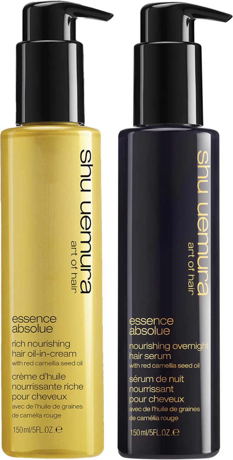 Shu Uemura Art of Hair Essence Absolue Oil-in-Cream and Absolue Overnight Serum Protecting Hair Routine for Very Dry Hai...