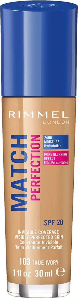 Thumbnail - Rimmel London LSF 20 Match Perfection Foundation 30 ml (Verschiedene Farbtöne) - True Ivory