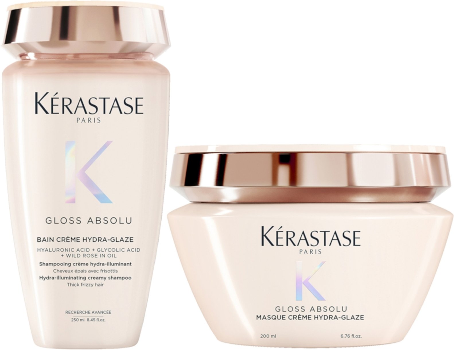 Kérastase Gloss Absolu Bain Crème Hydra-Glaze Shampoo and Mask For Thick Frizzy Hair