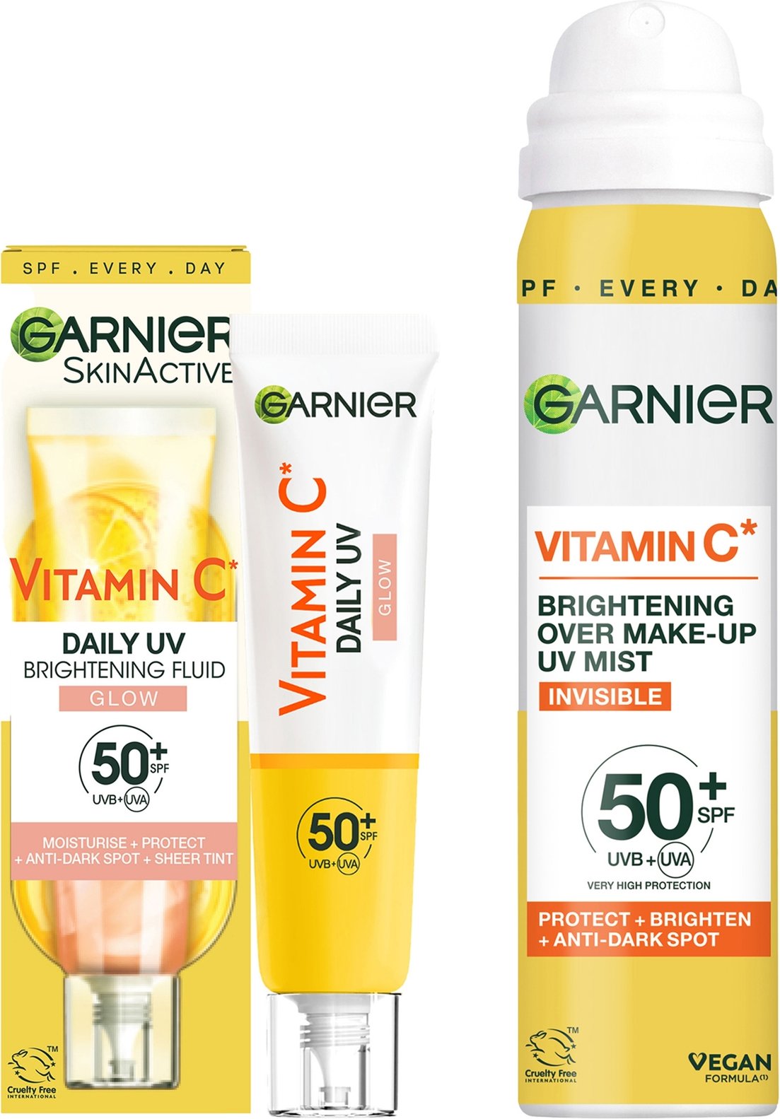 Garnier Vitamin C Brightening SPF50 Mist & Glow Fluid Sun Protection Bundle
