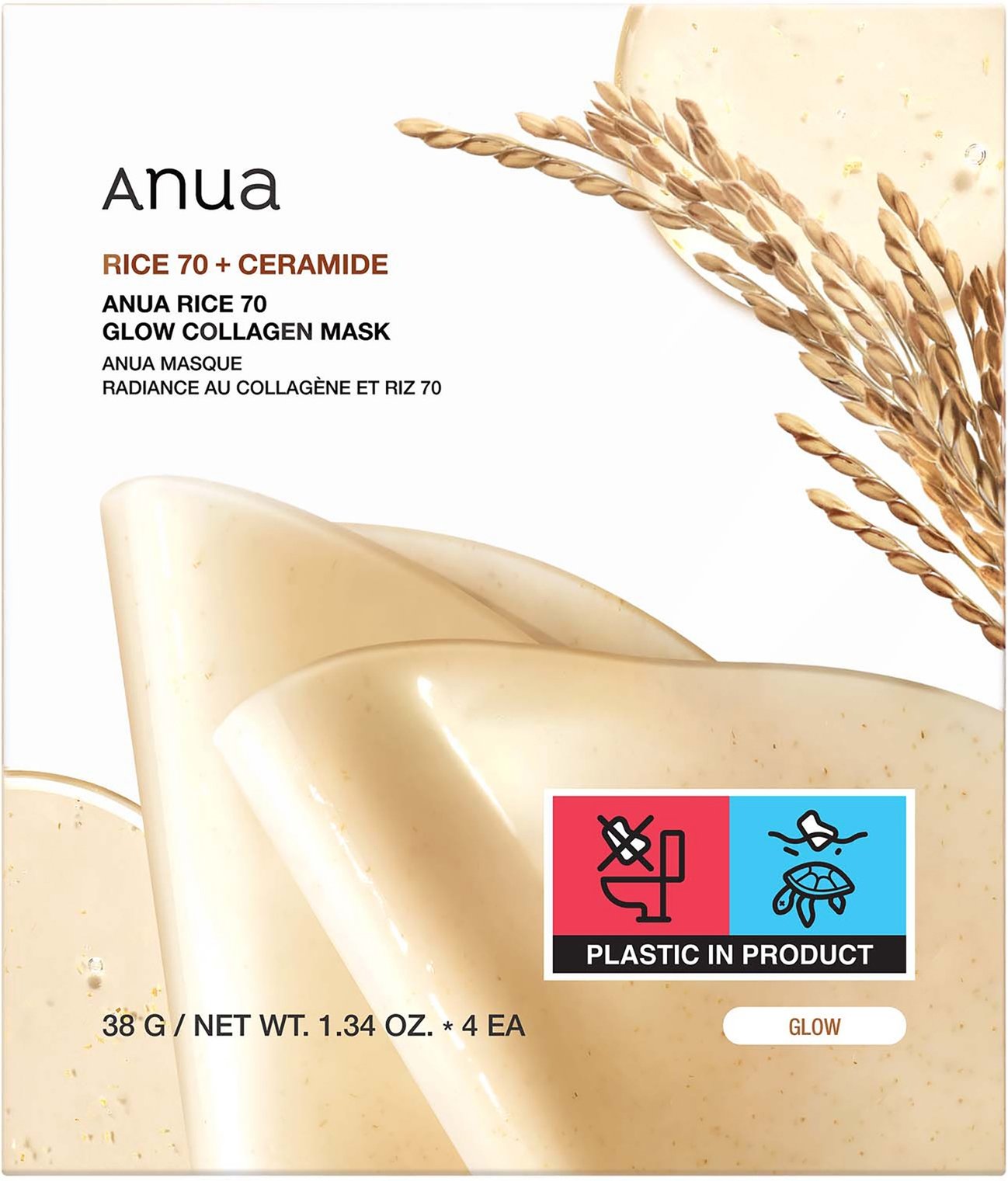 Anua Rice 70 Glow Collagen Mask (4 Sheets) 38g