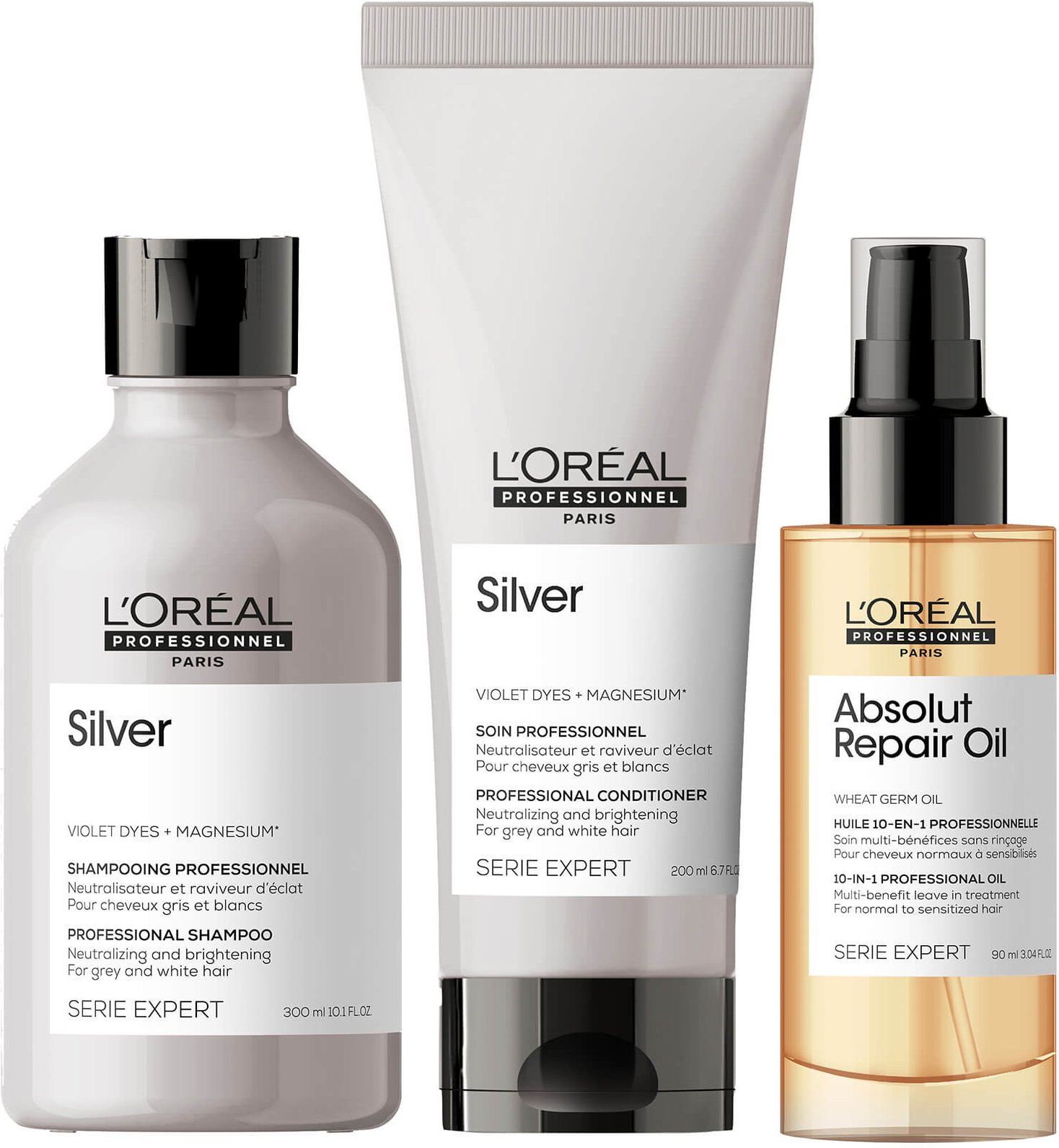 L'Oréal Professionnel Silver Shampoo, Conditioner and Oil Trio
