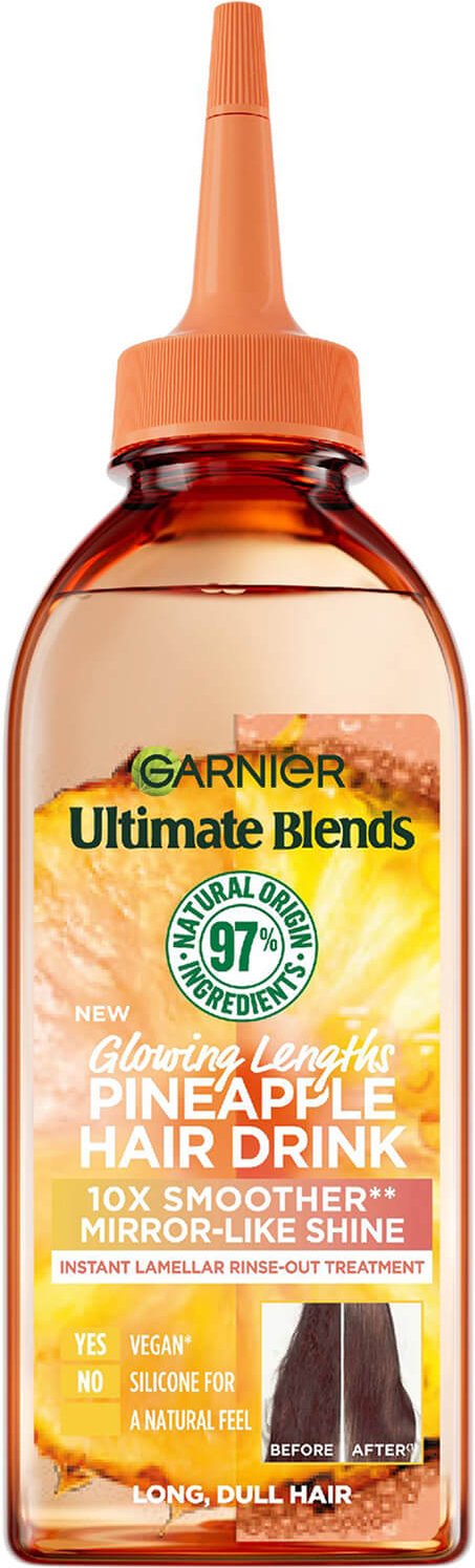 Garnier Ultimate Blends Glowing Lengths Ananas Flüssige Haar-Drink-Spülung für Langes Stumpfes Haar 200 ml
