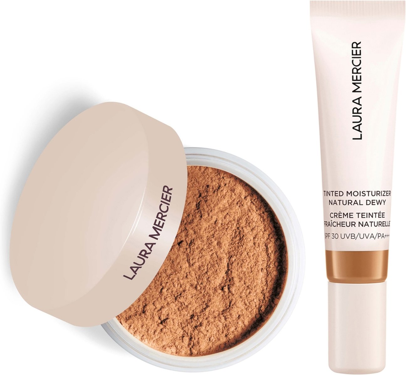 Laura Mercier Mini Translucent Loose Setting Powder Ultra Blur and Travel Size Tinted Moisturiser Dewy Duo (various shad...