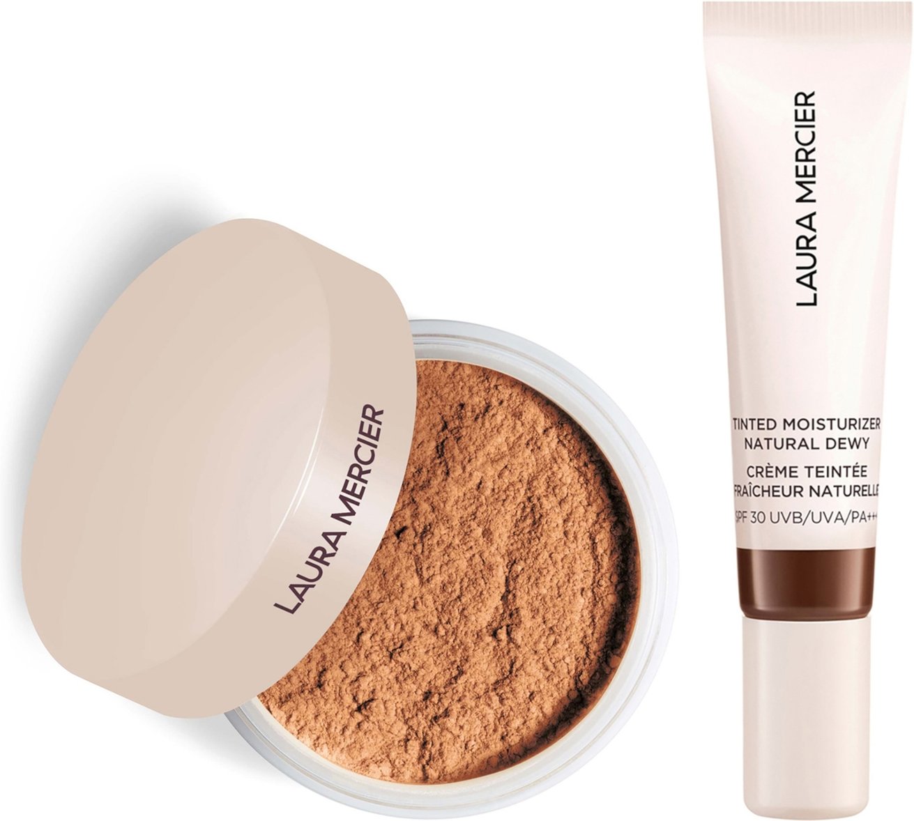 Laura Mercier Mini Translucent Loose Setting Powder Ultra Blur and Travel Size Tinted Moisturiser Dewy Duo (various shad...