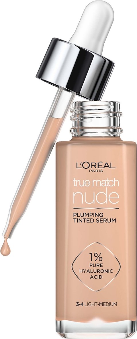 L'Oréal Paris True Match Nude Plumping Tinted Serum (Various Shades) - 3-4 Light-Medium
