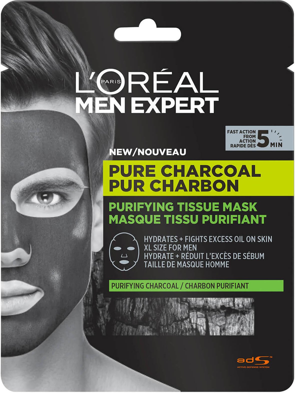 L'Oréal Paris Men Expert Pure Charcoal Gewebereinigende Gesichtsmaske 30 g