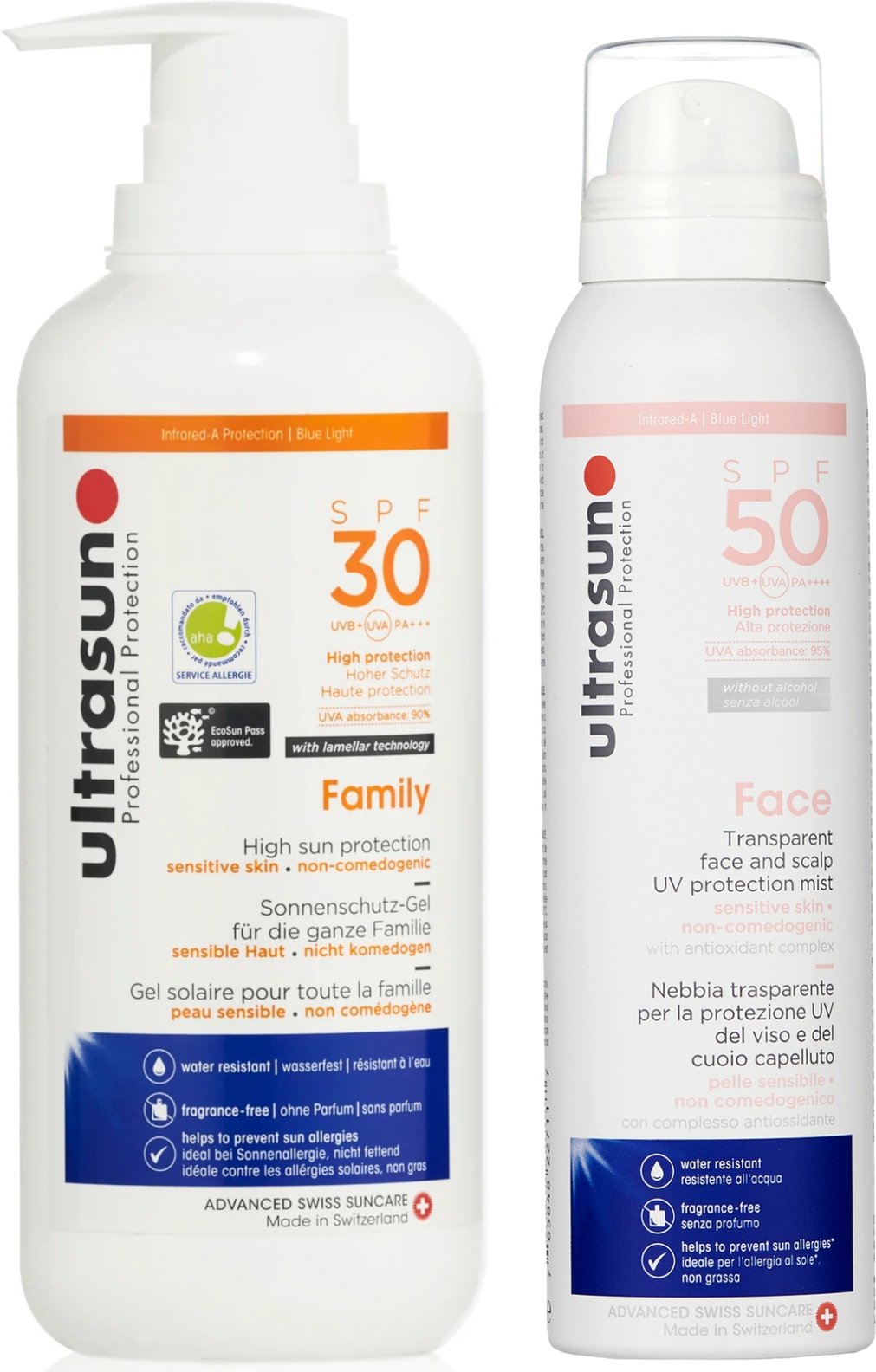 Ultrasun Family SPF 30 400ml and Ultrasun UV Face & Scalp Mist SPF50 150ml Bundle