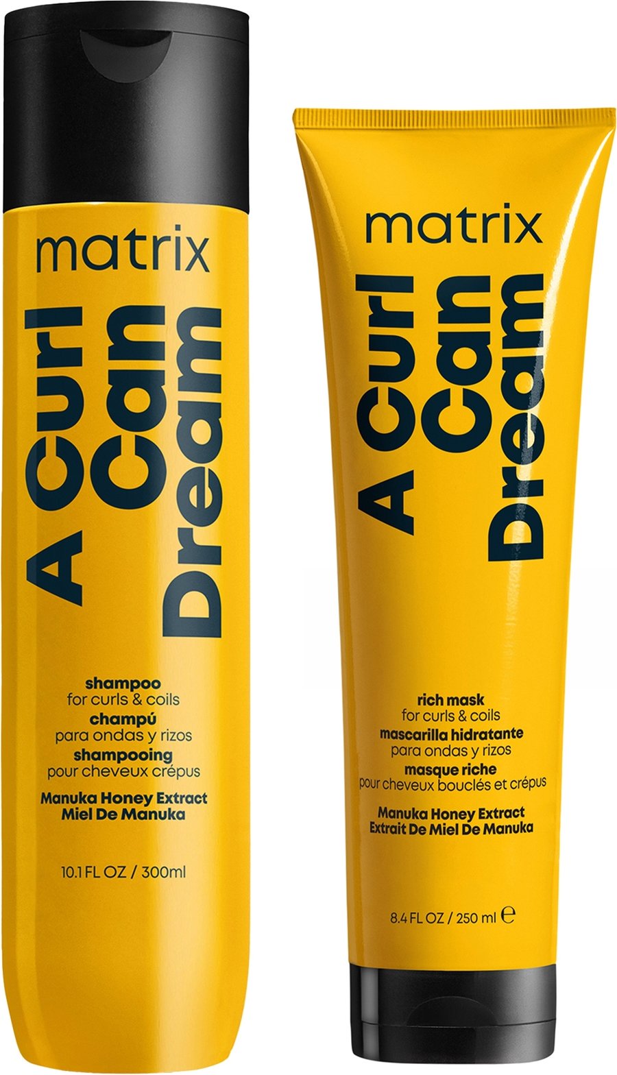 Matrix A Curl Can Dream Cleansing Shampoo Infused with Manuka Honey Extract 300ml and Hair Mask 250ml Bundle for Curls a...