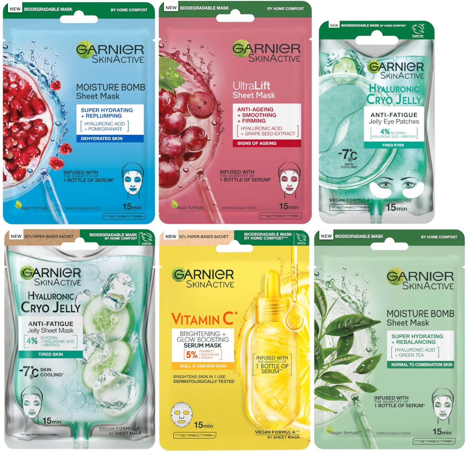 Garnier SkinActive Face Sheet Mask Party (6 Masks)