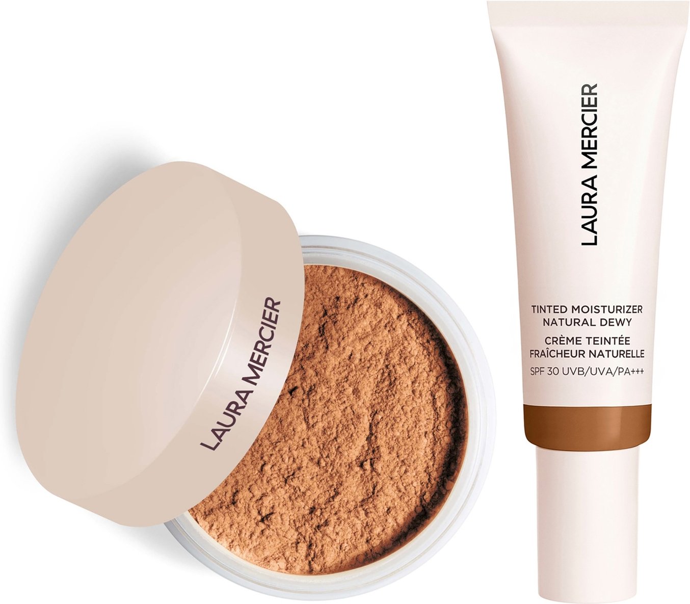 Laura Mercier Mini Translucent Loose Setting Powder Ultra Blur and Tinted Moisturiser Natural Dewy SPF 30 Duo (Various S...