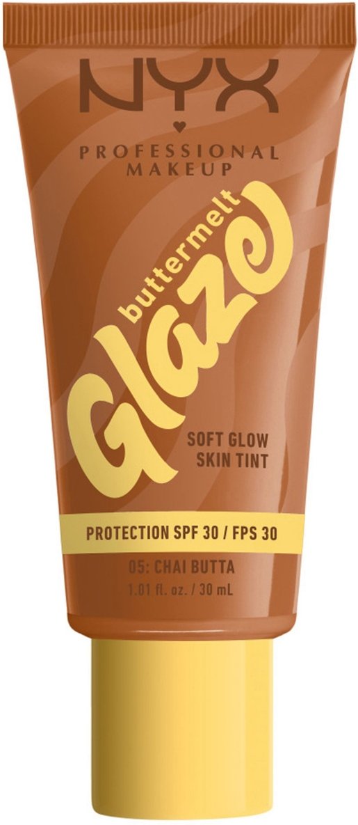 NYX Professional Makeup Buttermelt Glaze Soft Glow Skin Tint + SPF/FPS 30 Foundation (Various Shades) - Chai