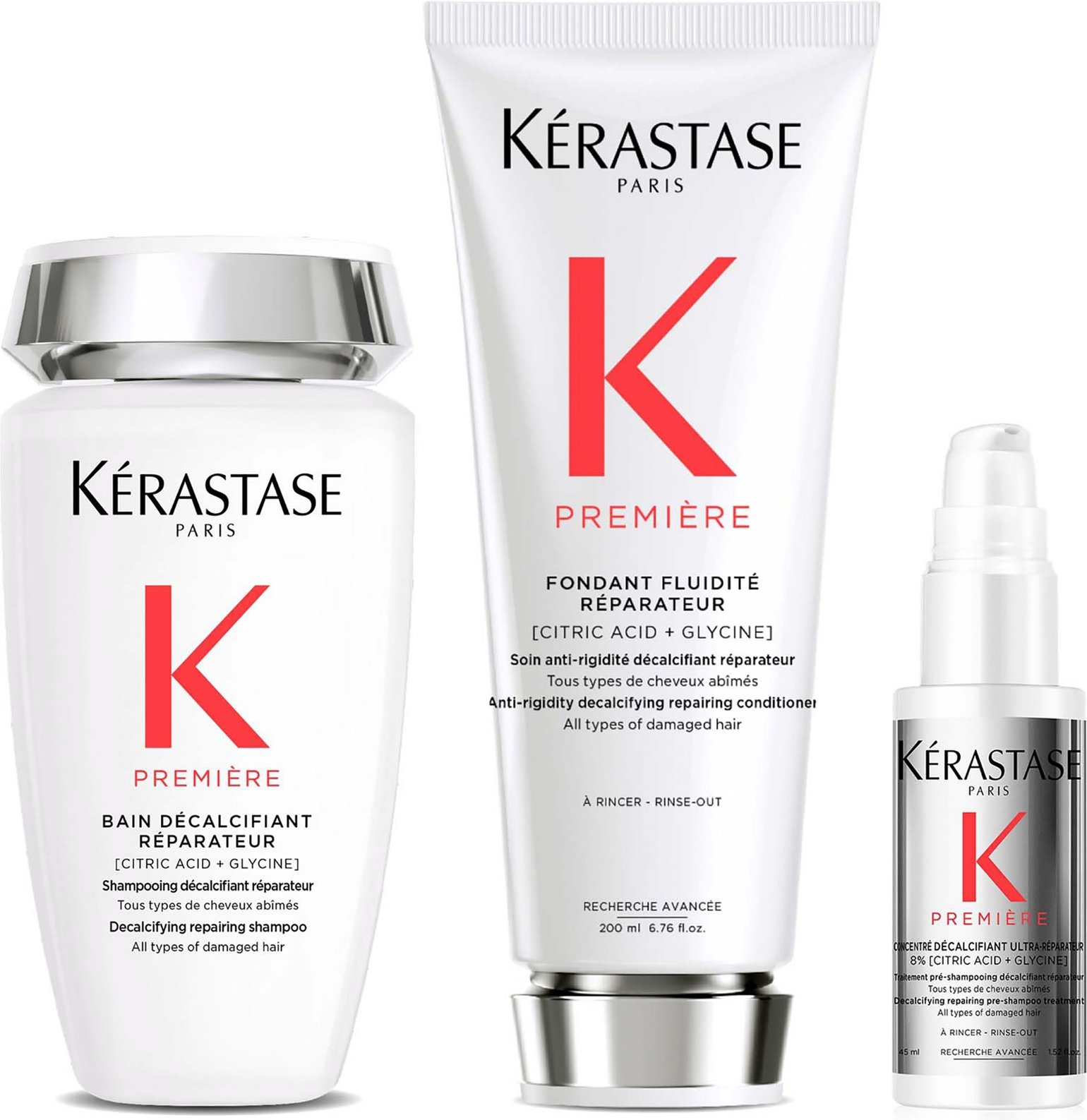 Kérastase Première Decalcifying Shampoo and Conditioner Duo with Travel Size Pre-Shampoo for Damaged Hair