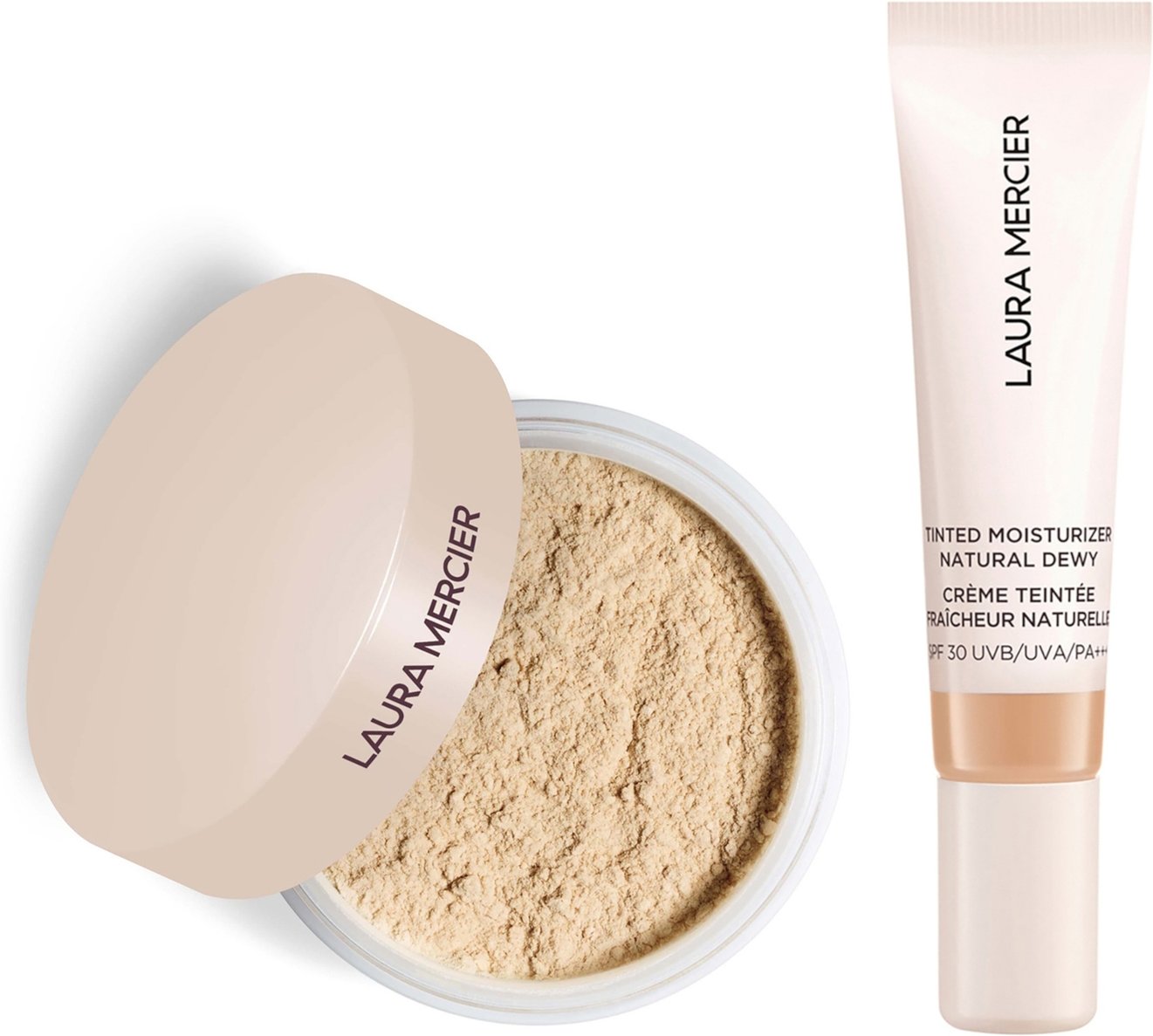 Thumbnail - Laura Mercier Mini Translucent Loose Setting Powder Ultra Blur and Travel Size Tinted Moisturiser Dewy Duo (various shad...