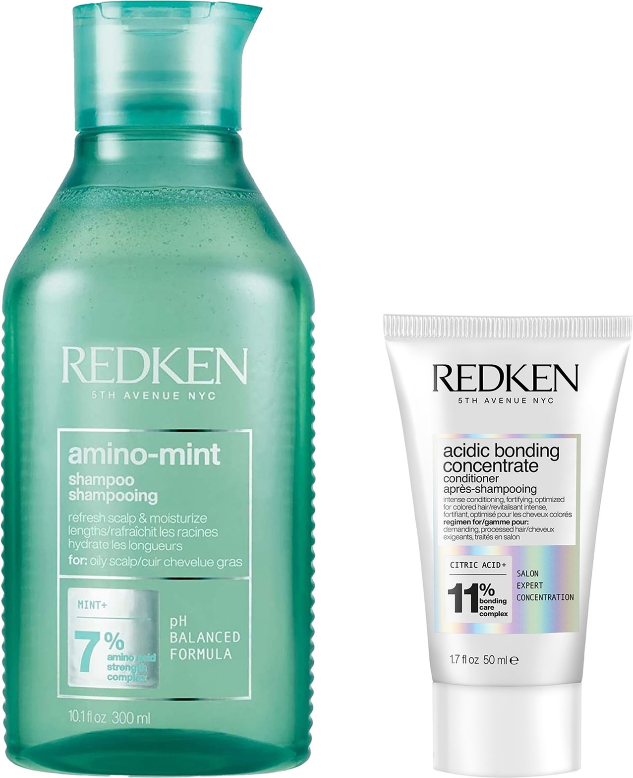 Redken Amino Mint Scalp Cleansing for Greasy Hair Shampoo and Acidic Bonding Concentrate Conditioner Bundle