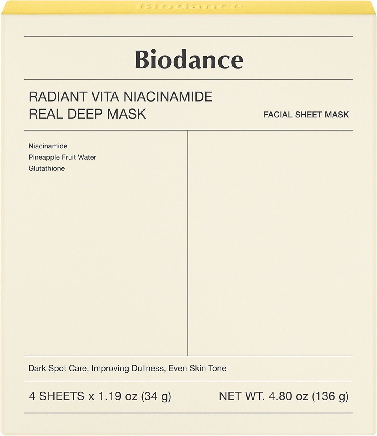 Biodance Radiant Vita Niacinamide Real Deep Mask (4 Pack)
