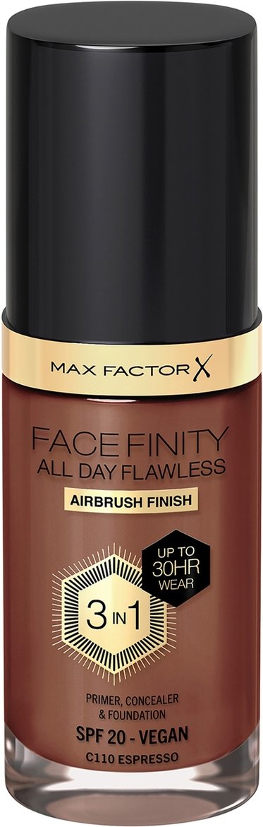 Max Factor Facefinity All Day Flawless 3 in 1 Vegan Foundation 30ml (Various Shades) - C110 - ESPRESSO