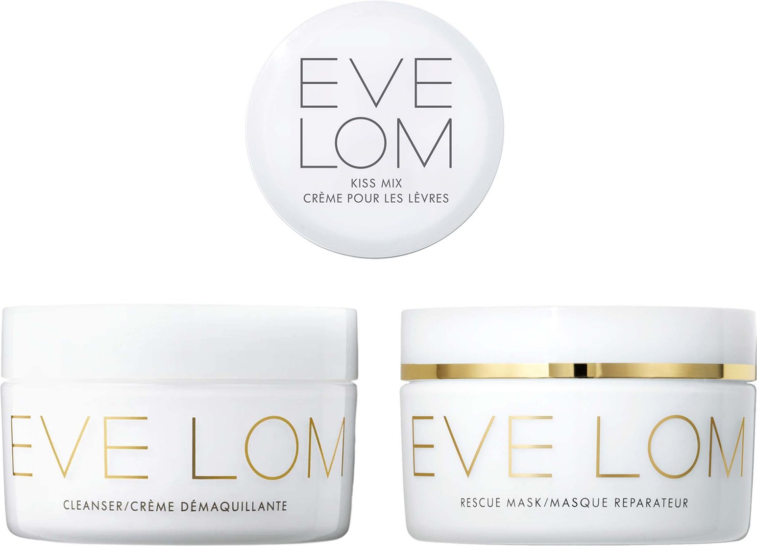 Eve Lom Cleanser, Rescue Mask & Kiss Mix Lip Protect Trio