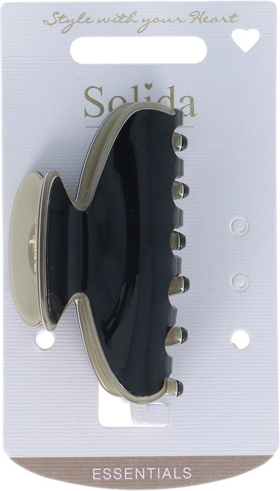 Solida Haarklammer schwarz/beige groß shiny