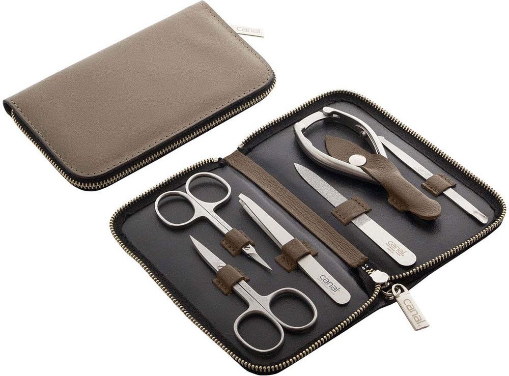 Canal RV-Etui aus Nappaleder beige, 6-teilig