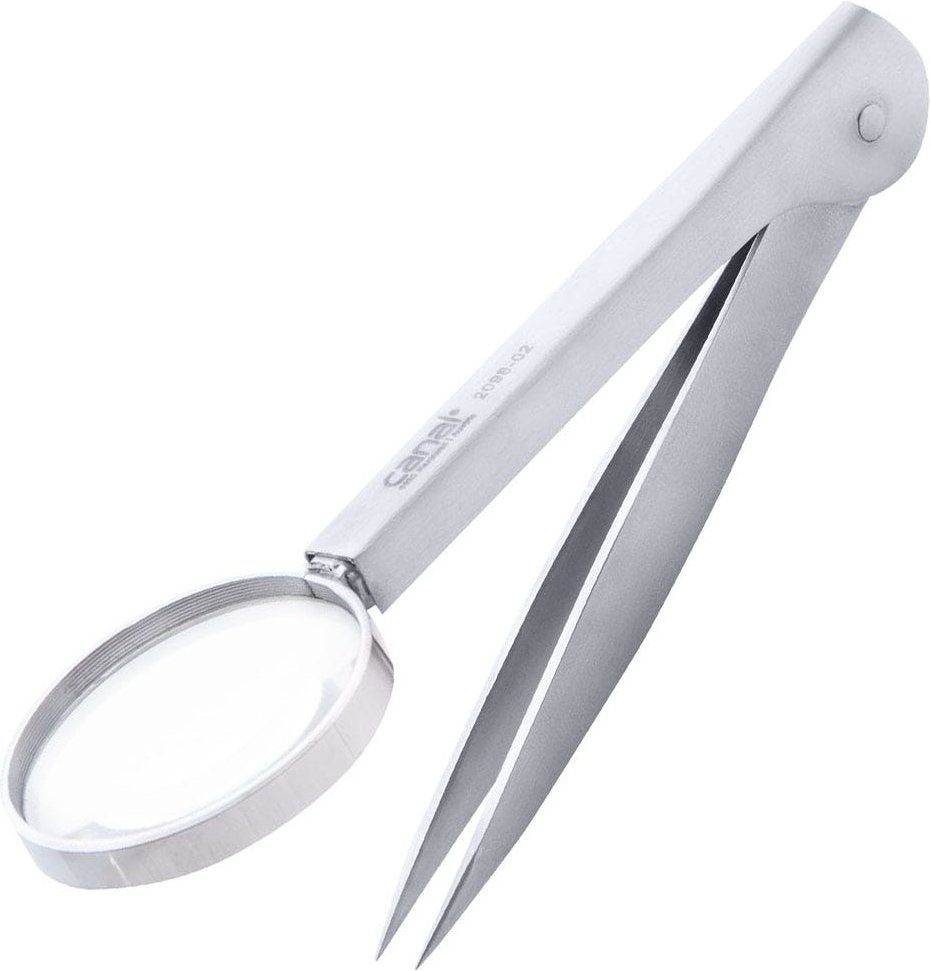 Canal Splitterpinzette mit 4-fach-Lupe rostfrei 120 mm