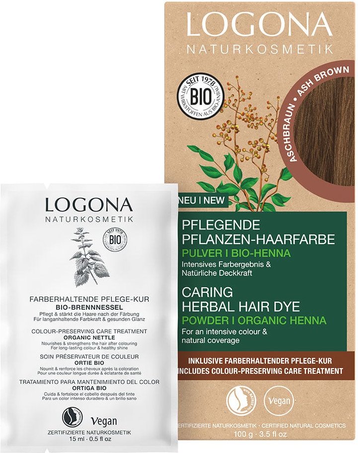 LOGONA Pflanzen-Haarfarbe Pulver Aschbraun 100 ml
