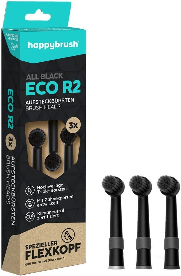 Happybrush Aufsteckbürsten Eco R2 All Black