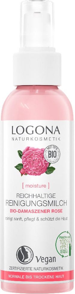 LOGONA Reichhaltige Reinigungsmilch Bio-Damaszener Rose 125 ml