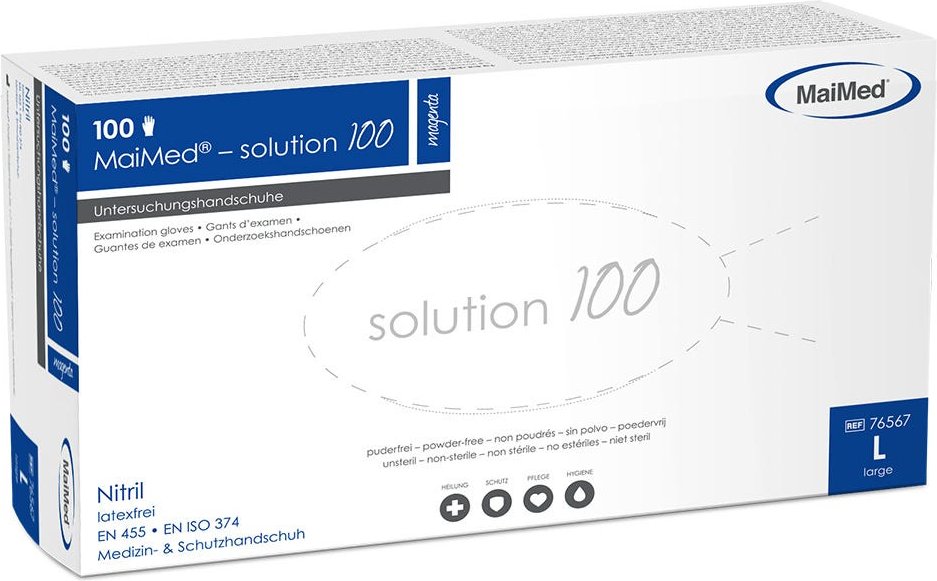 Thumbnail - MaiMed Solution 100 Nitril 100 Stück Magenta Gr. L