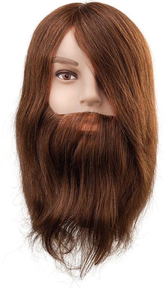 Efalock Übungskopf Ben mit Bart Humanhaar braun 25 cm