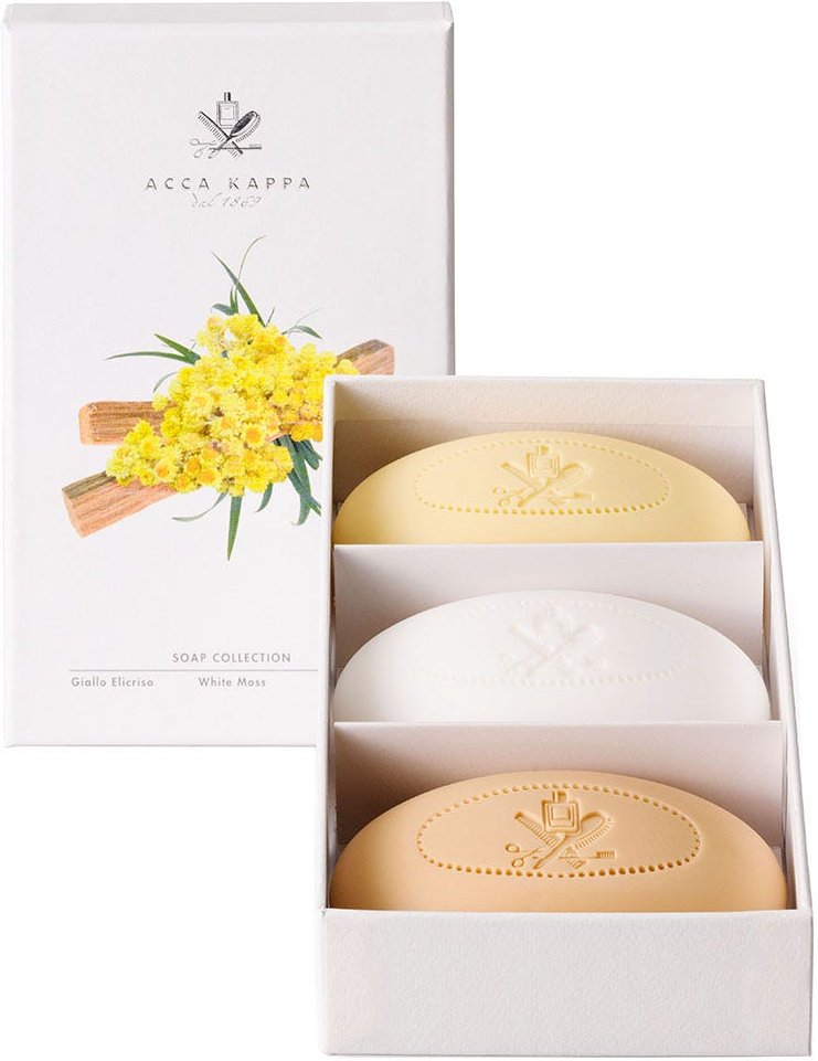 Acca Kappa Soap Set White Moss, Giallo Elicriso & Sandalwood 3 x 150 g