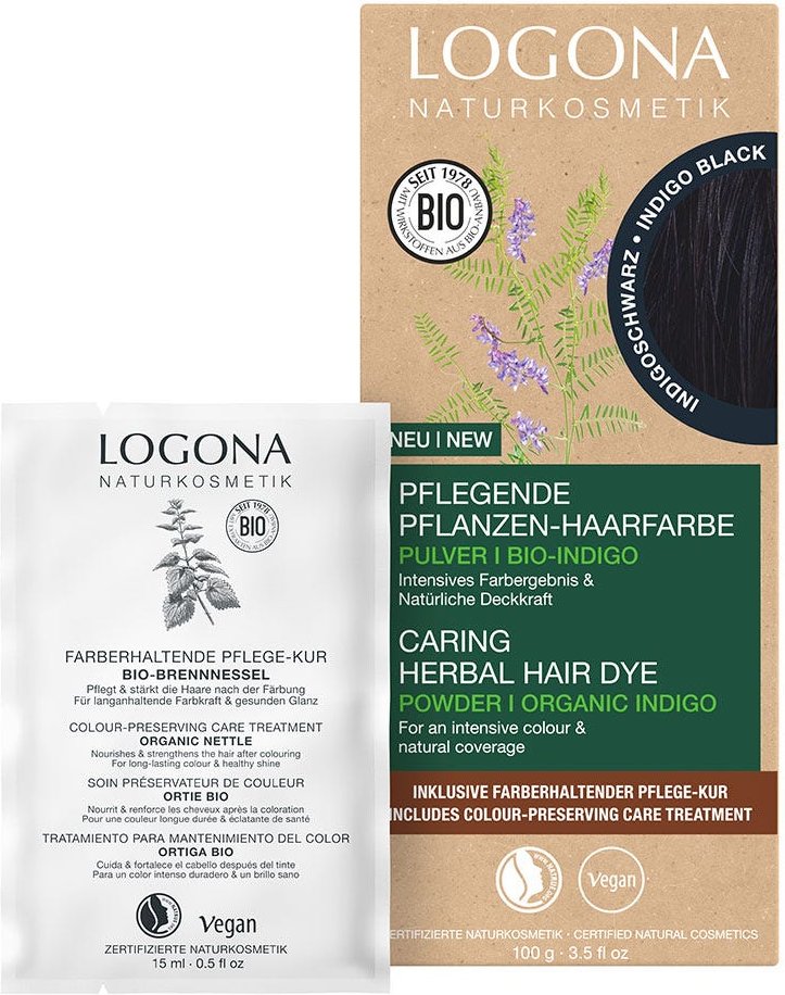 LOGONA Pflanzen-Haarfarbe Pulver Indigo Schwarz 100 ml