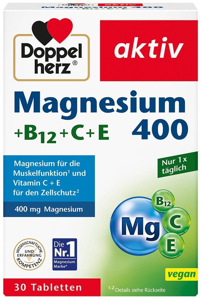 Doppelherz Magnesium 400 m. Vitamin B+C+E 30 Stück