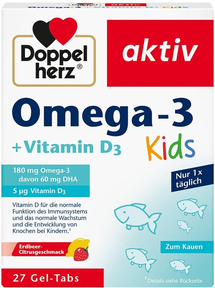 Doppelherz Omega-3 + Vitamin D3 Kids Gel-Tabs 27 Stück