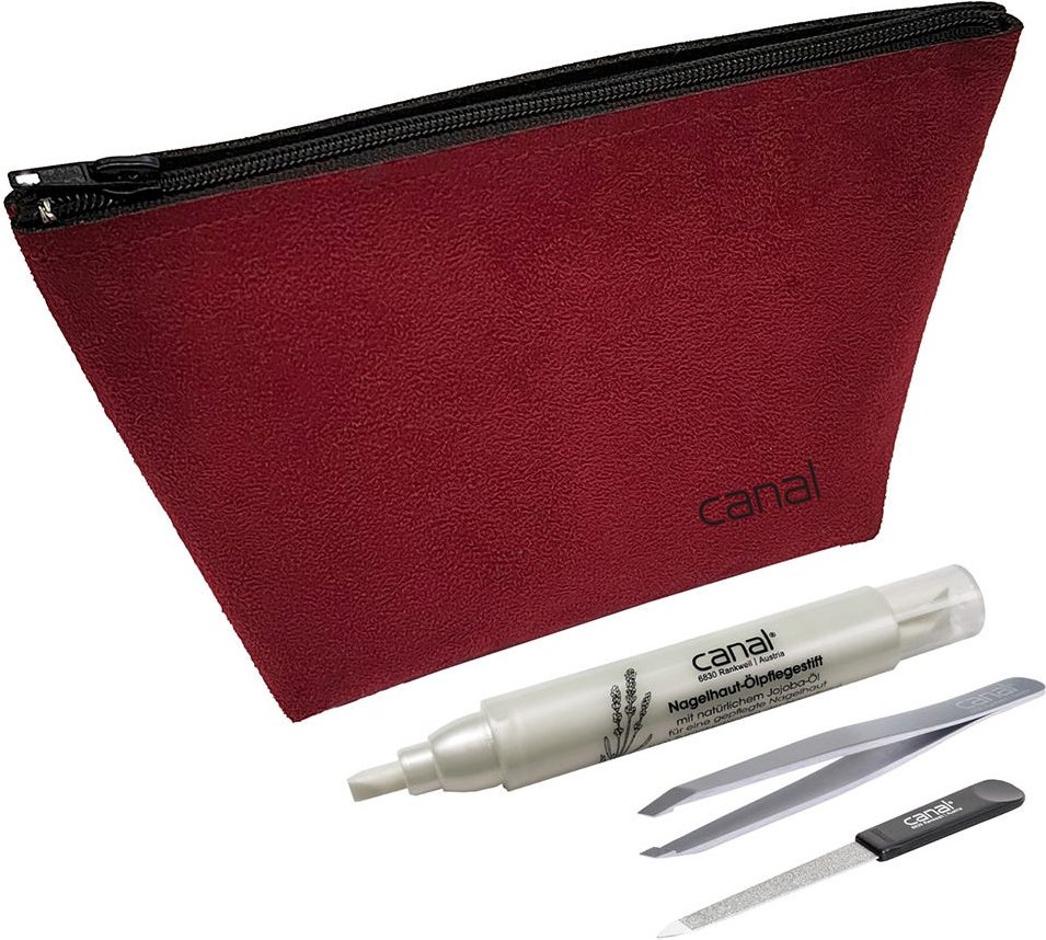 Canal Kulturtasche Alcantara Weinrot 4-teilig