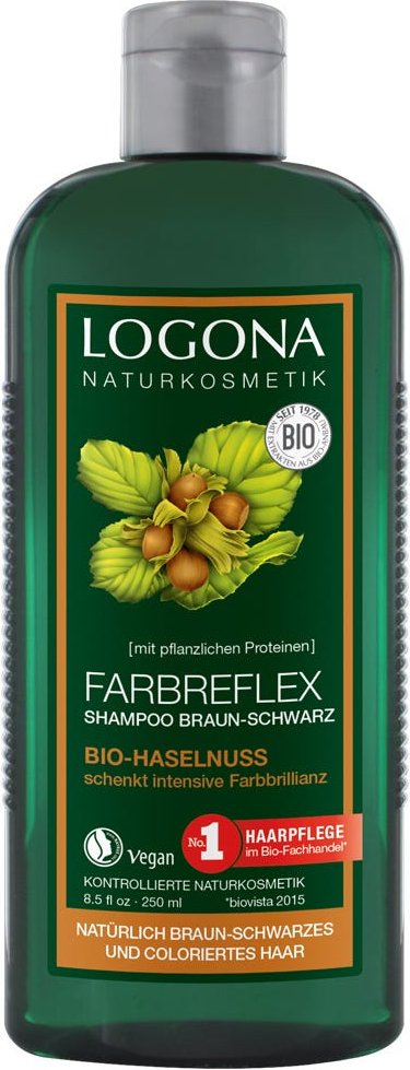 LOGONA Farbreflex Shampoo Braun-Schwarz Bio-Haselnuss 250 ml